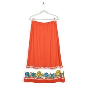 Vintage Red skirt with floral trim Size M/L